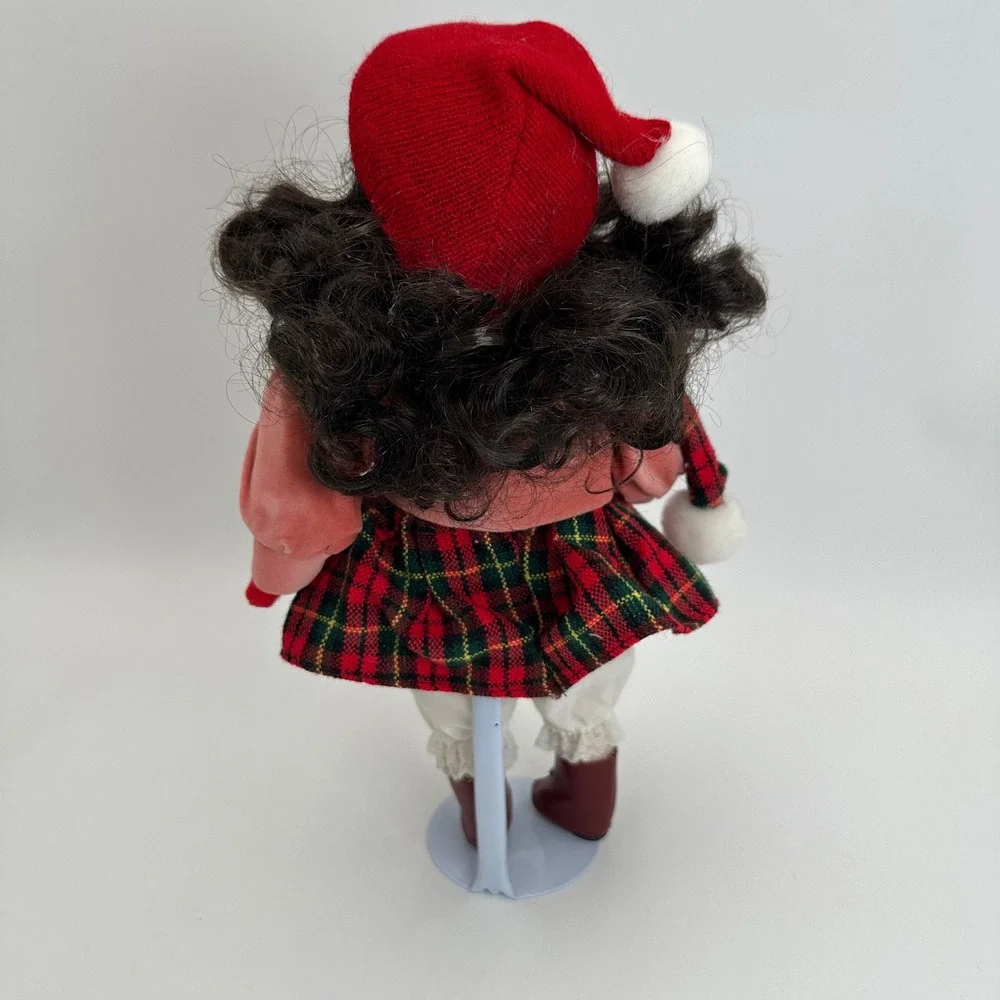 Show Stoppers Nora Porcelain Doll Girls 12in‎ Pink Red Plaid Winter Christmas